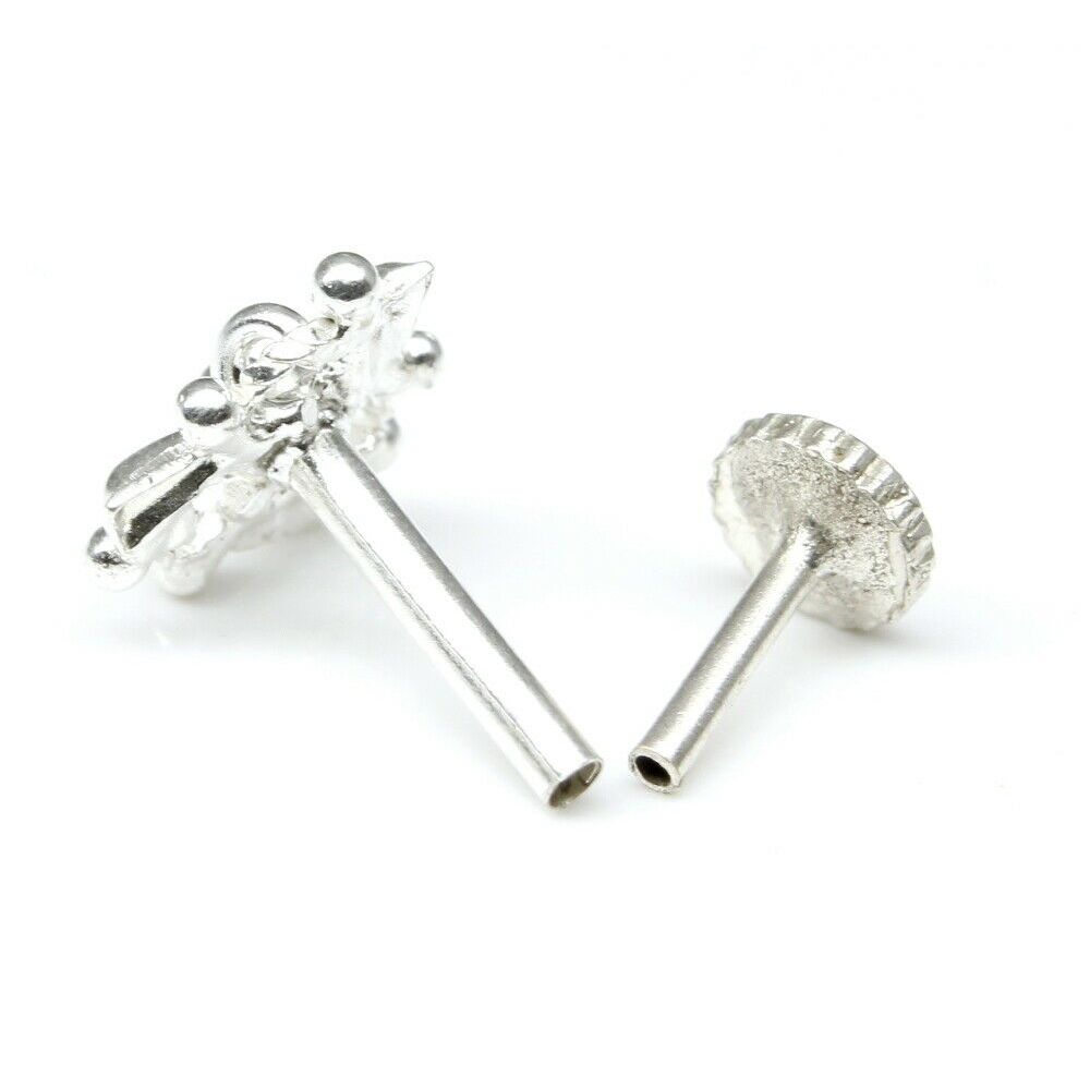 Sterling Silver nose stud, Body Piercing Jewelry Indian Nose ring Push Pin