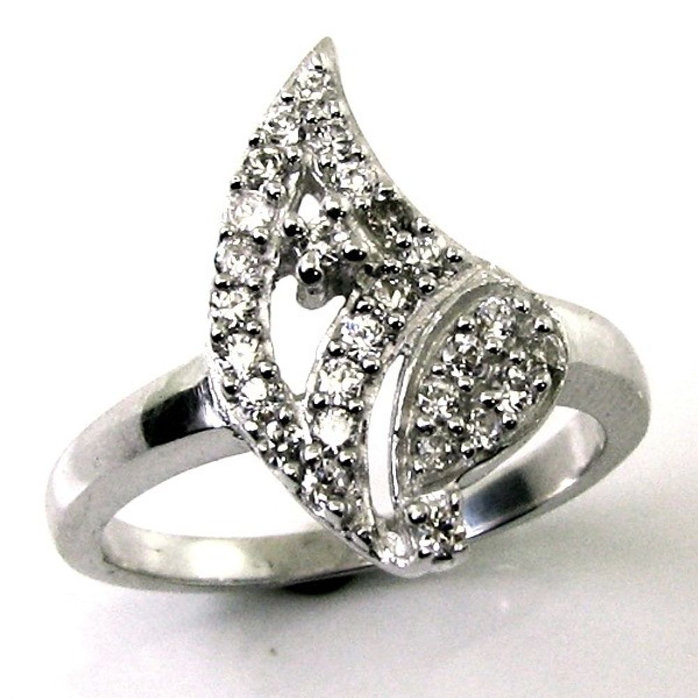 Real Solid .925 Sterling Silver Ring CZ Studded Platinum Finish