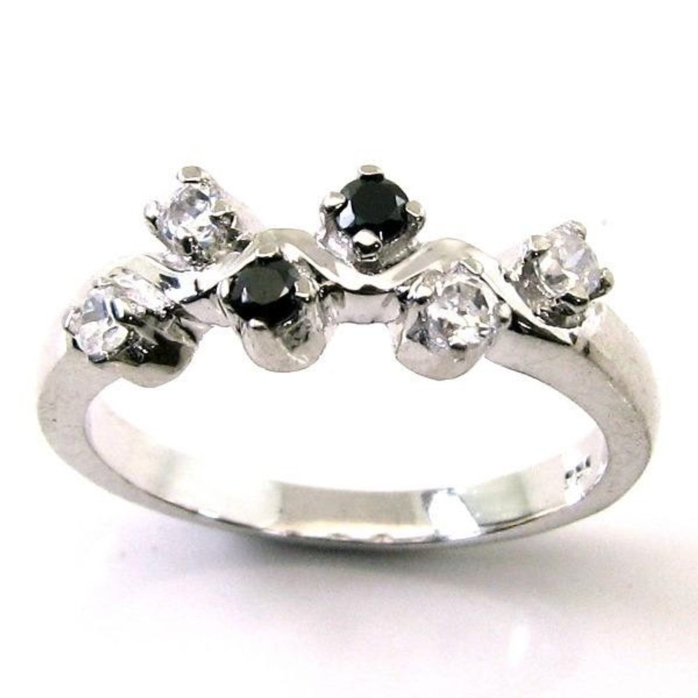 Real-Solid-.925-Sterling-Silver-Ring-CZ-Studded-Platinum-Finish-L2