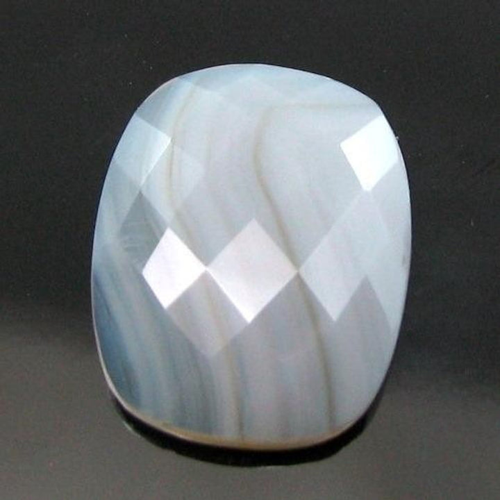 13.6Ct-Natural-White-Agate-Cushion-Checker-Cut-Gemstone