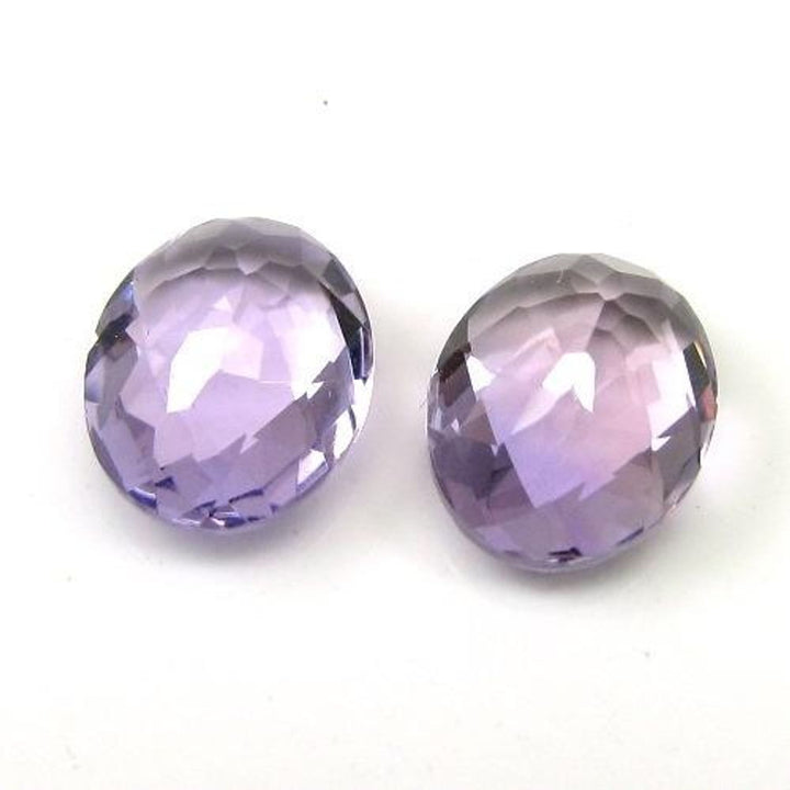 4.45Ct 2pc Lot Natural Amethyst (Katella) Oval Checker Faceted Purple Gemstones