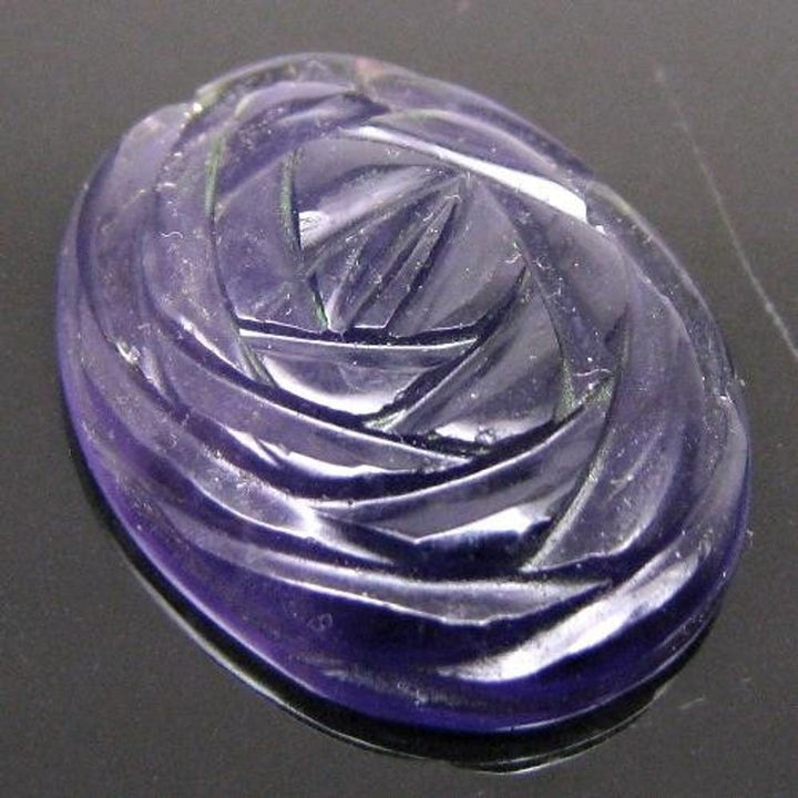 26.6Ct Natural Purple Amethyst Carved Oval Faceted Gemstone