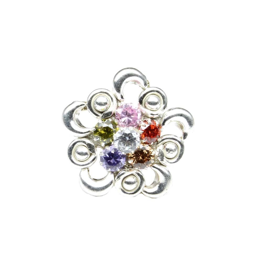 ethnic-indian-925-sterling-silver-multi-color-cz-studded-nose-ring-push-pin-10492