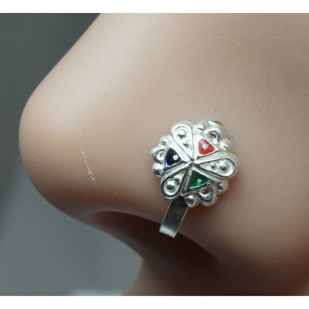 handmade-indian-daisy-clip-on-nose-rings-stud-pure-925-sterling-silver-mothers-7044