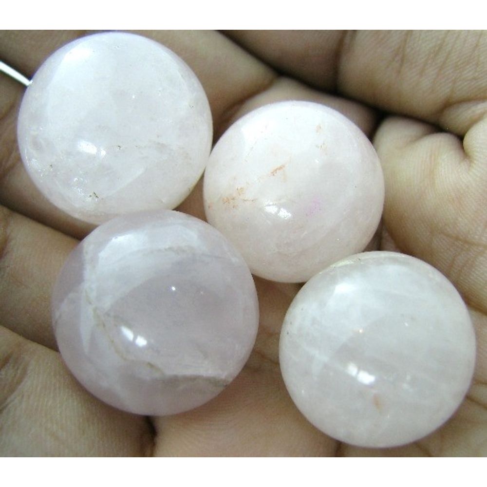 Natural Rose Quartz 4 Balls Sphere Crystal Whoesale lot Healing Reiki