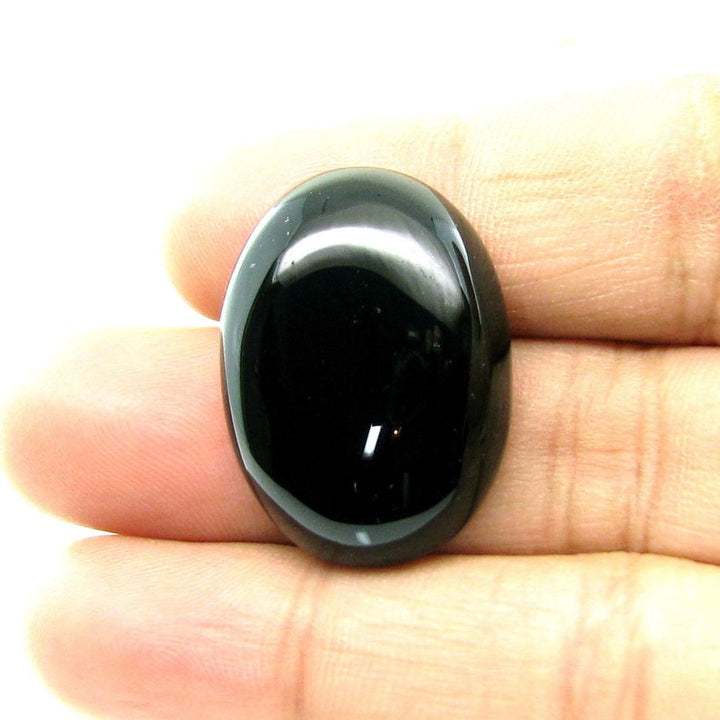Top Quality Large 33.8Ct Black Onyx Oval Cabochon Gemstone