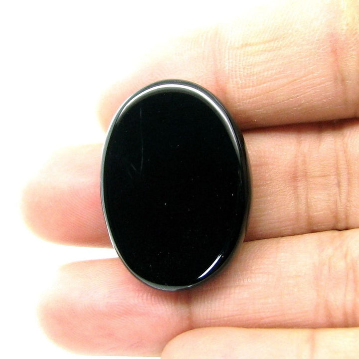 Top Quality Large 35.8Ct Black Onyx Oval Cabochon Gemstone