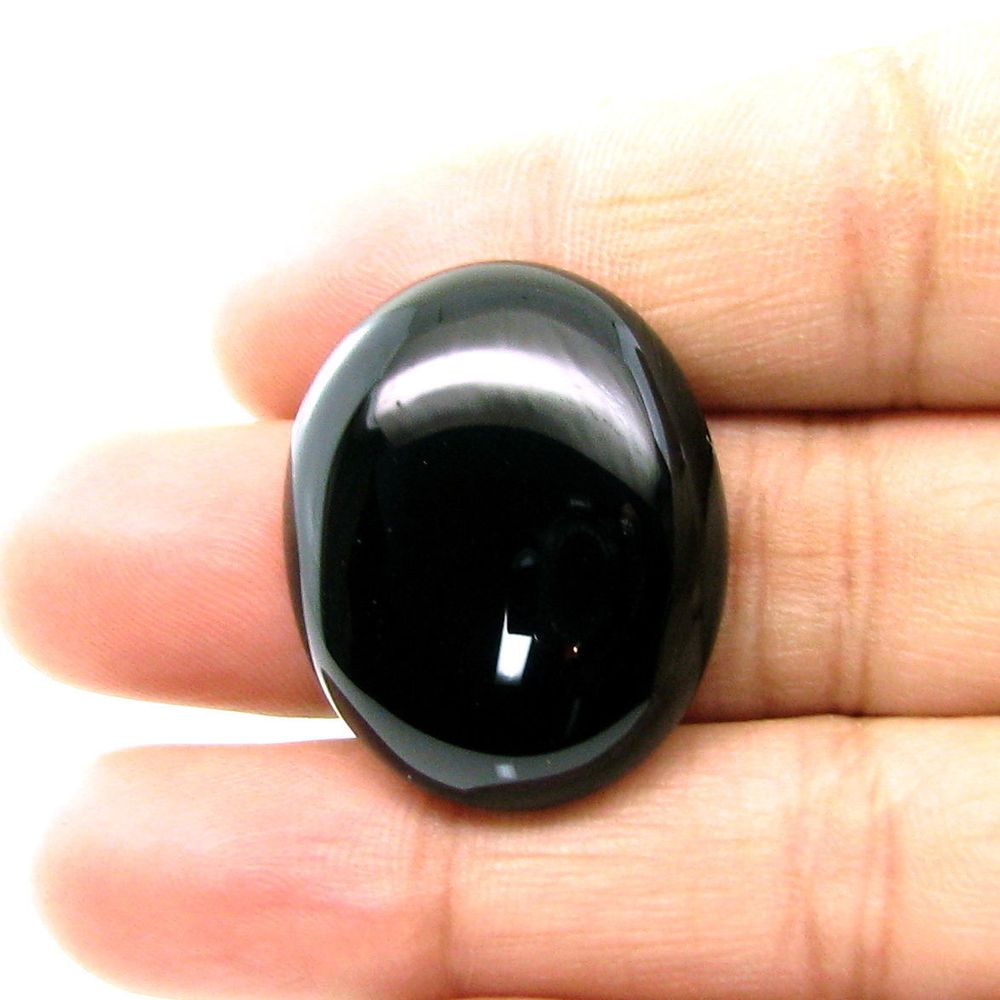 Top Quality Large 37.5Ct Black Onyx Oval Cabochon Gemstone
