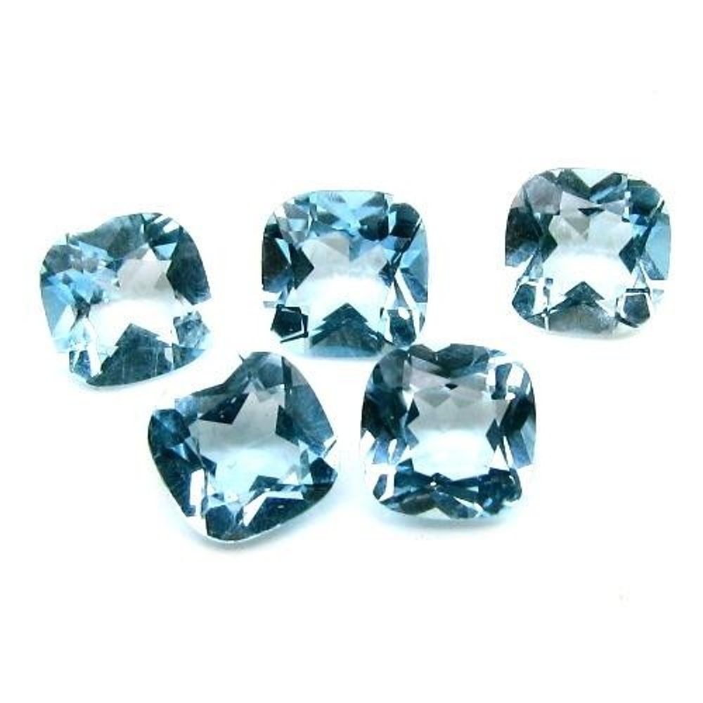 8.9Ct 10pc 6mm Natural Blue Topaz Setting Cushion Faceted Gemstones