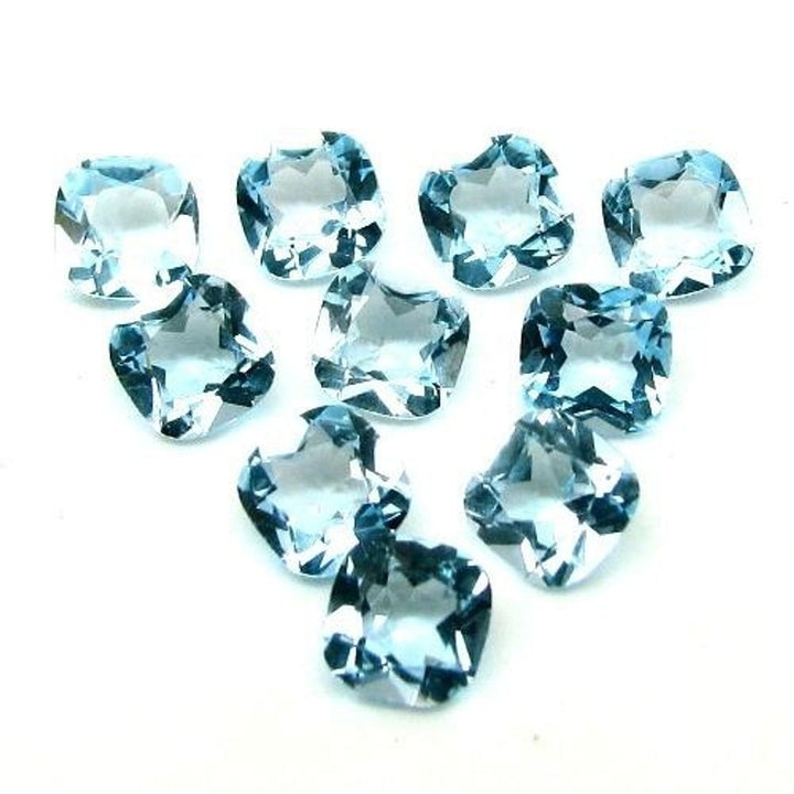 13.9Ct-15pc-6mm-Natural-Blue-Topaz-Setting-Cushion-Faceted-Gemstones