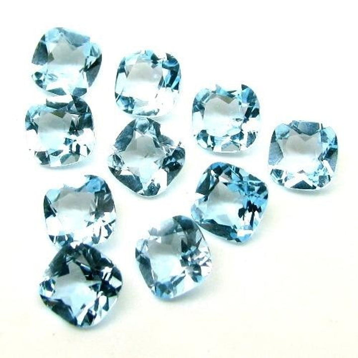 13.9Ct 15pc 6mm Natural Blue Topaz Setting Cushion Faceted Gemstones