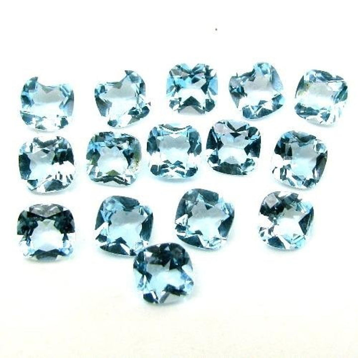 18.1Ct-20pc-6mm-Natural-Blue-Topaz-Setting-Cushion-Faceted-Gemstones