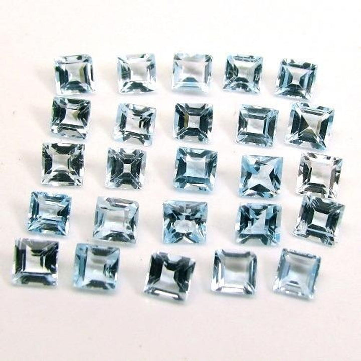 6.4Ct-15pc-4mm-Natural-Blue-Topaz-Setting-Square-Faceted-Gemstones