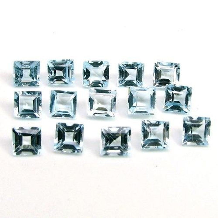 8Ct-20pc-4mm-Natural-Blue-Topaz-Setting-Square-Faceted-Gemstones