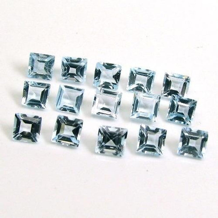 8Ct 20pc 4mm Natural Blue Topaz Setting Square Faceted Gemstones