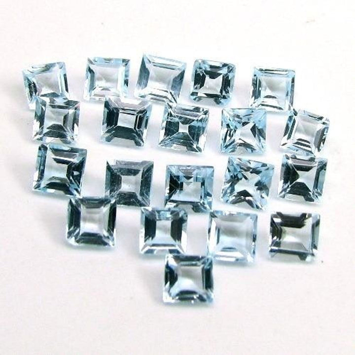 22.1Ct-16pc-6mm-Natural-Blue-Topaz-Setting-Square-Faceted-Gemstones