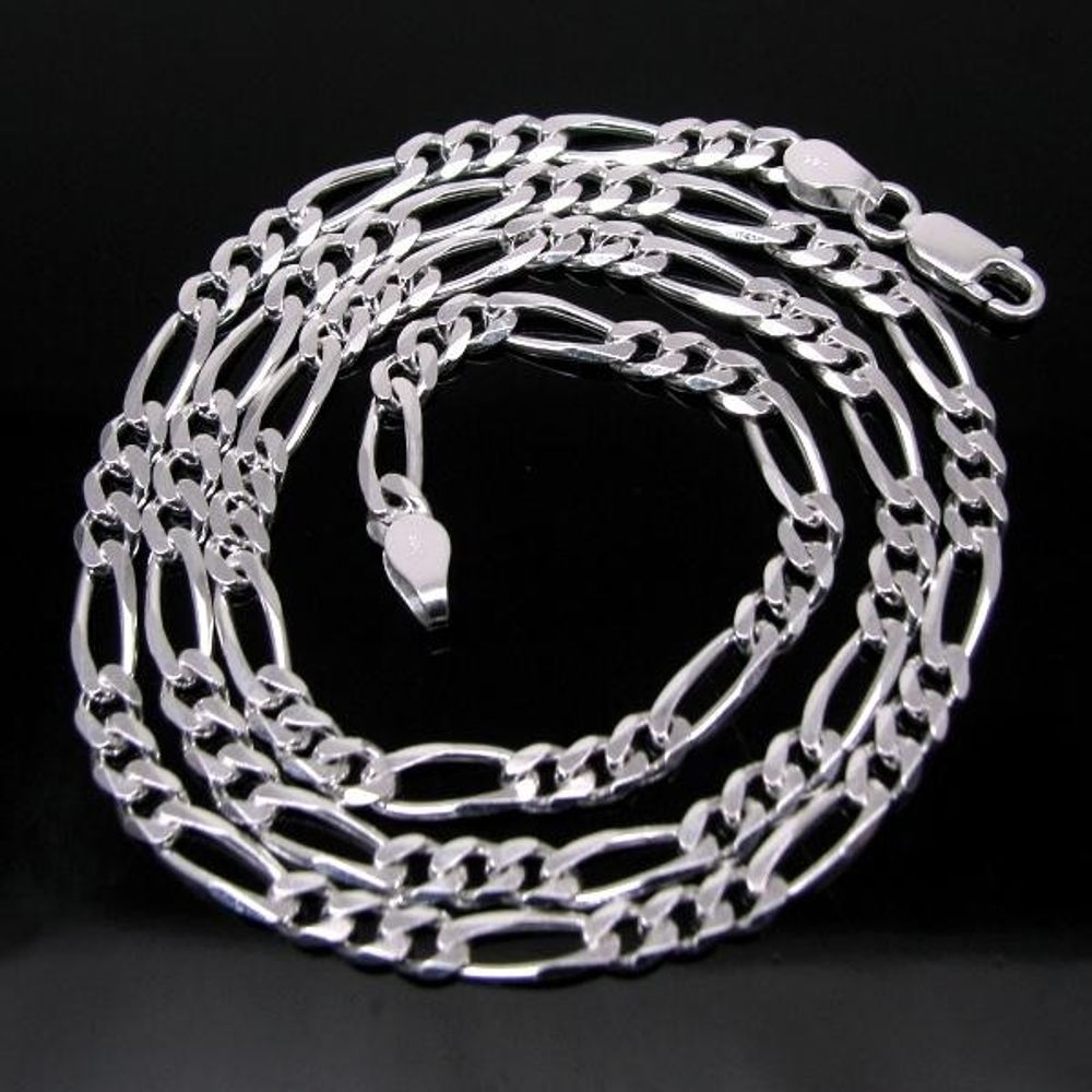 Real Solid .925 Sterling Silver Figaro Link Design Men's Chain 20.2"