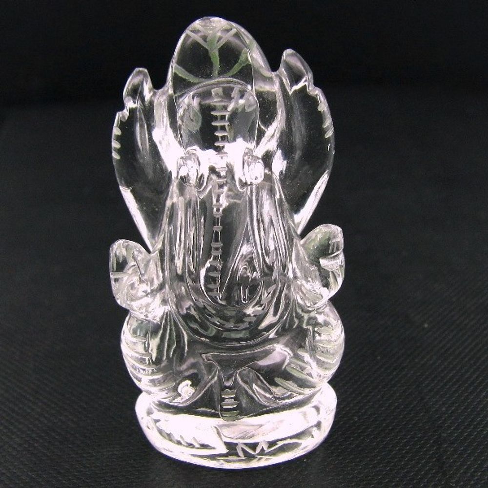 Top Quality 146.8Ct Clear Crystal Quartz Sphetic Carved Ganesha Statue Idol
