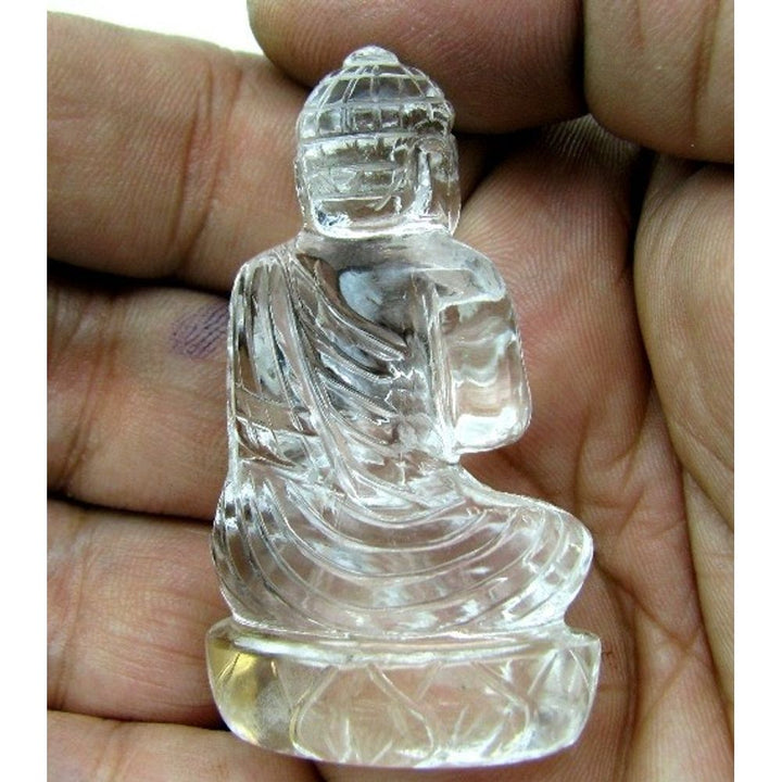 TOP CLEAR 183Ct Natural Crystal Quartz Carved Lord Buddha Statue Sculpture Art
