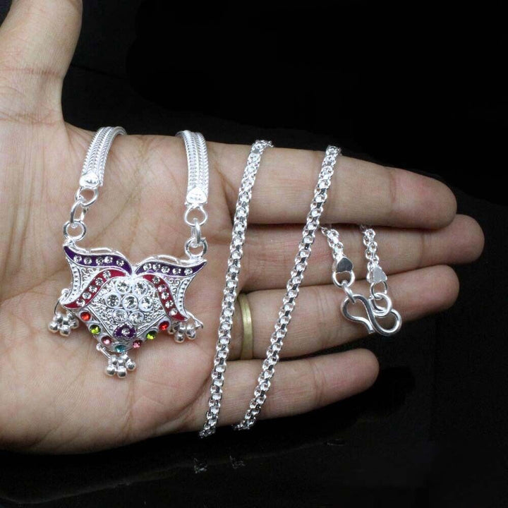 Handmade Indian sterling silver Mangalsutra women necklace chain gift for wife