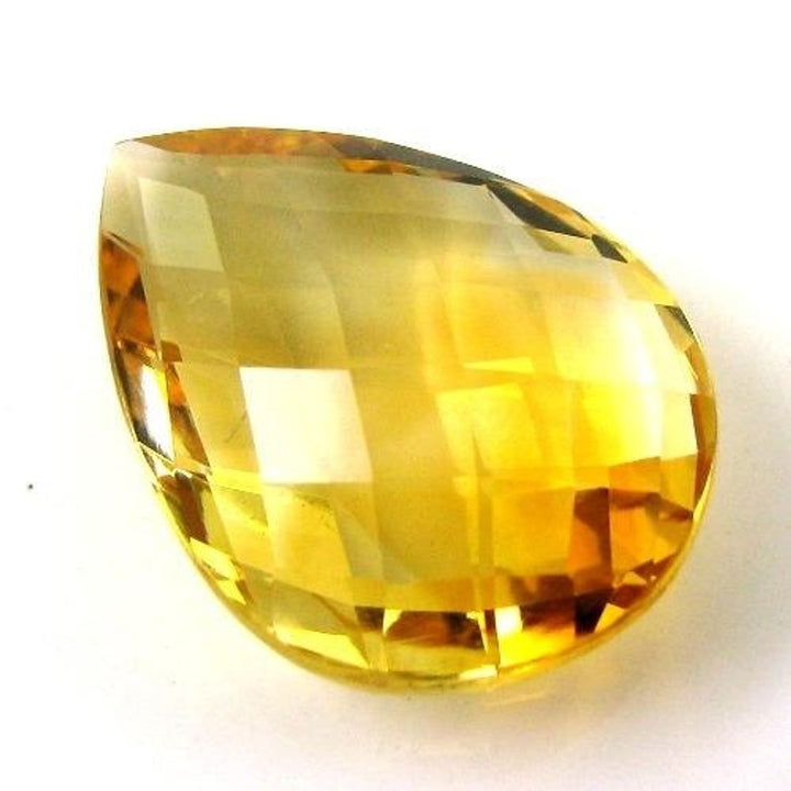 Fine Quality 12.3Ct Natural Yellow Citrine (Sunella) Pear Faceted Gemstone