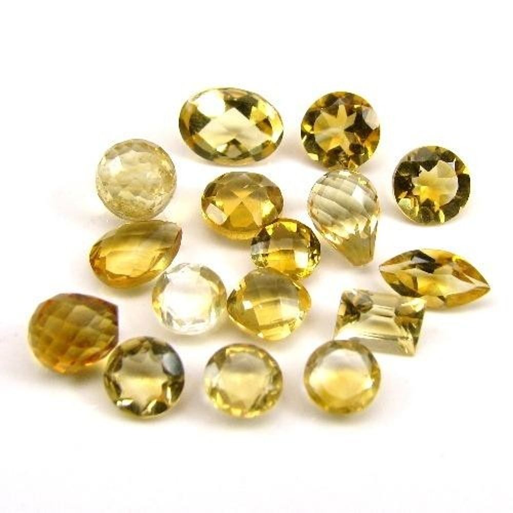 12.8Ct-15pc-Wholesale-Lot-Natural-Yellow-Citrine-Mix-Shape-Faceted-Gemstones