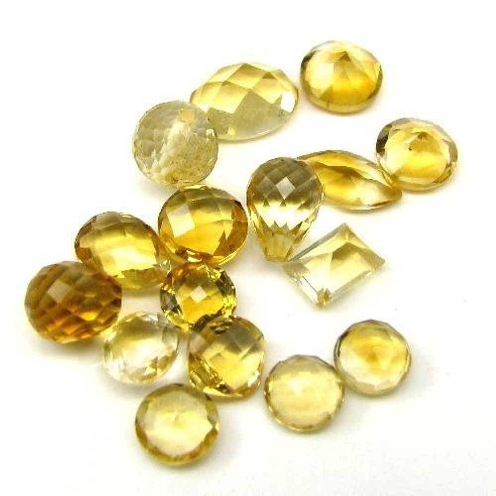 12.8Ct 15pc Wholesale Lot Natural Yellow Citrine Mix Shape Faceted Gemstones