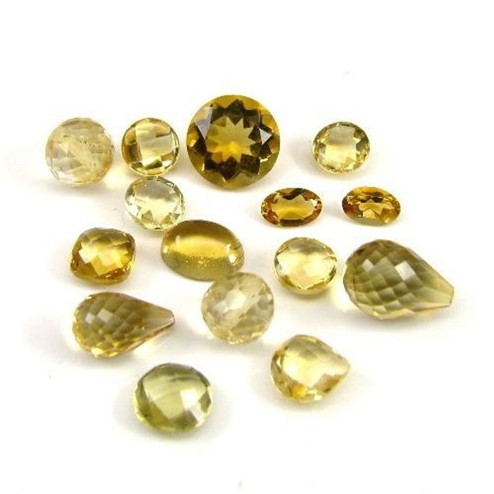 14Ct-13pc-Wholesale-Lot-Natural-Yellow-Citrine-Mix-Shape-Faceted-Gemstones