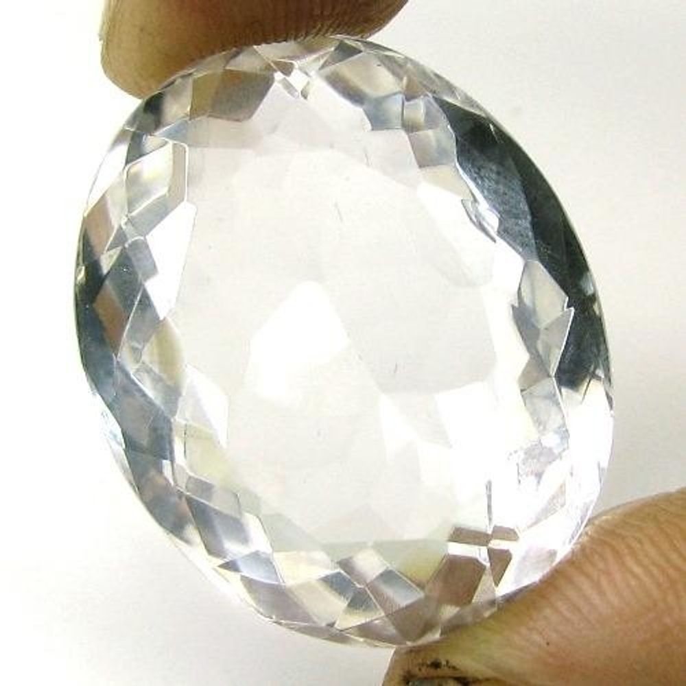 35.2Ct Natural White Crystal Quartz Oval Faceted Gemstone