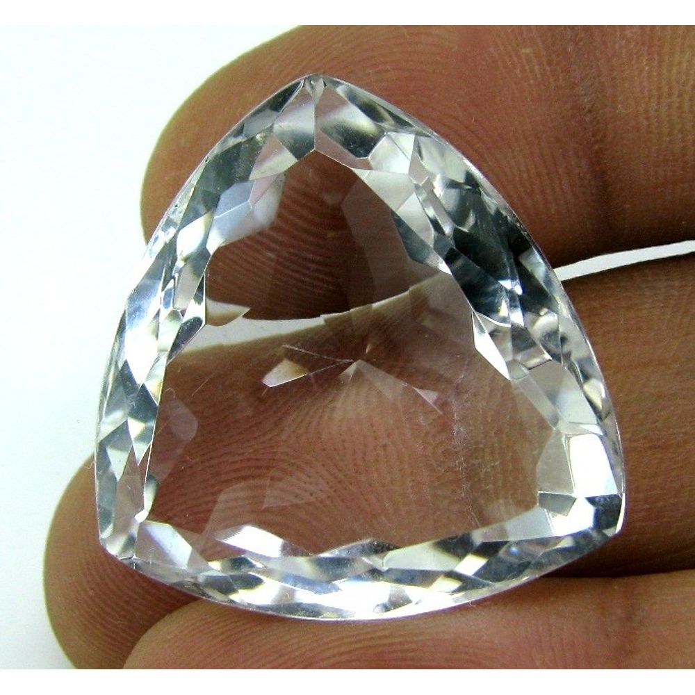 Top Luster A+ 70.2Ct Clear Natural Crystal Quartz Trillion Cut Gemstone