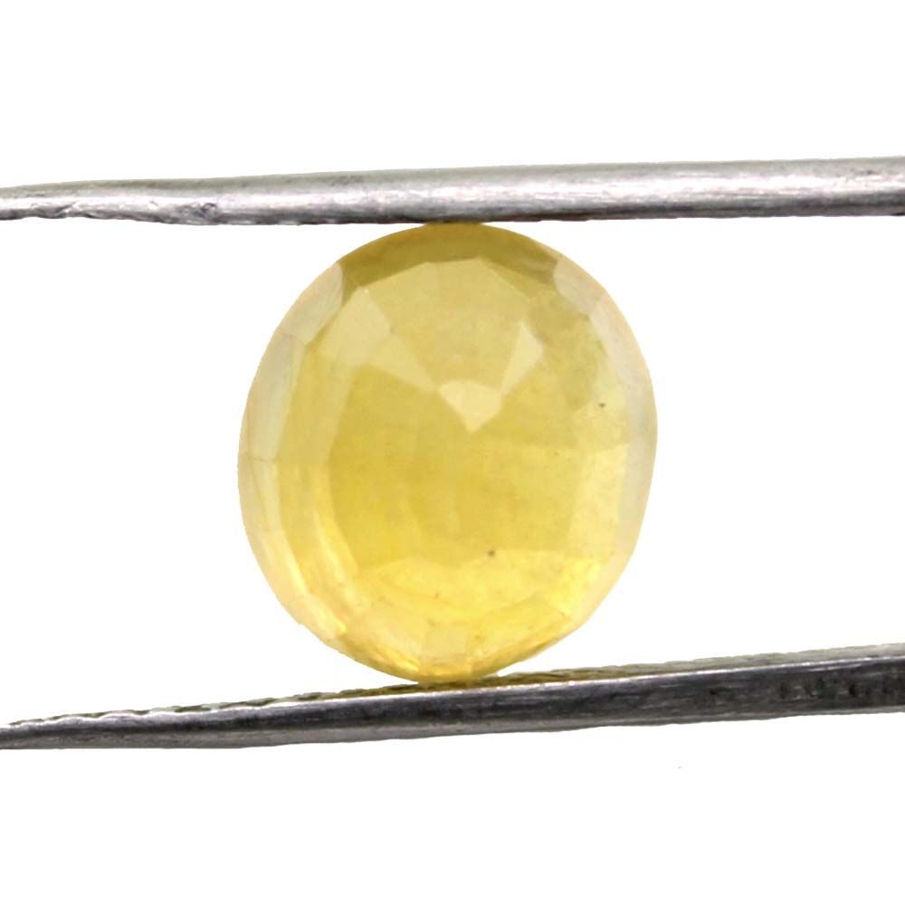 Lab Certified 6.08Ct Natural Yellow Sapphire (Pukhraj) Oval Rashi Loose Gemstone