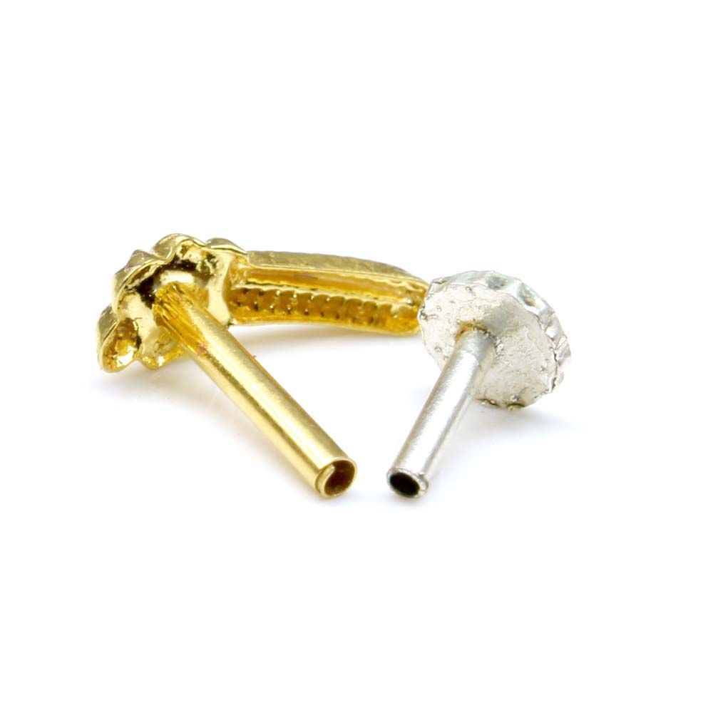 Real Gold Nose pin for women with push pin 