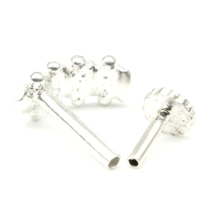 Indian 925 Sterling Silver White CZ Indian Nose ring Push Pin