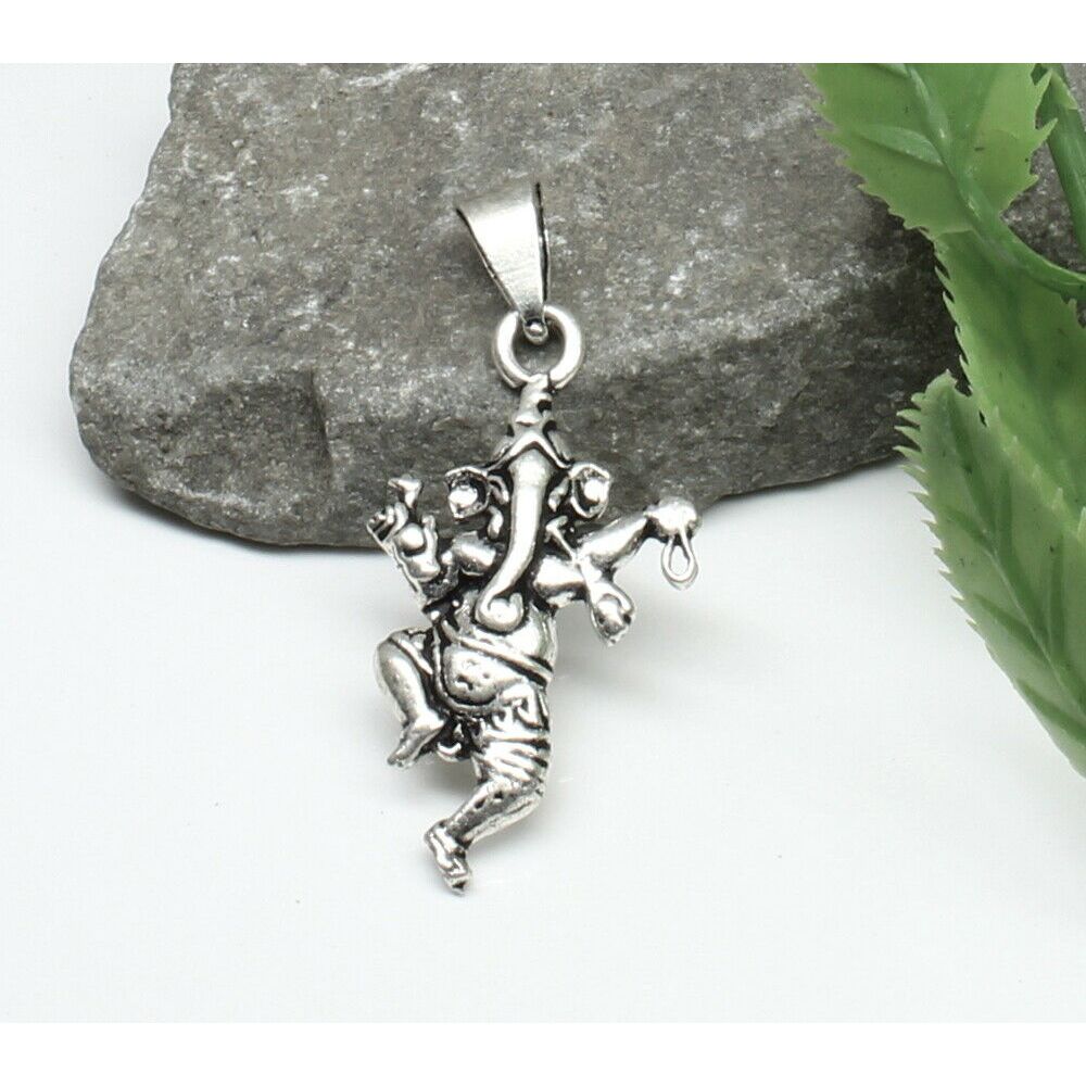 Lord Ganesha Embossed God 925 Sterling Silver Pendant