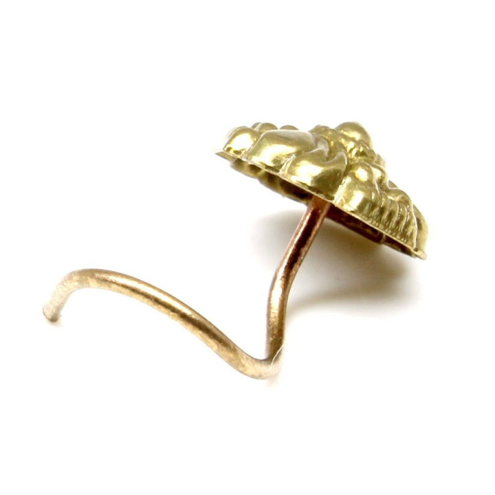 Indian Nose Stud, Antique gold finish nose ring, corkscrew piercing ring