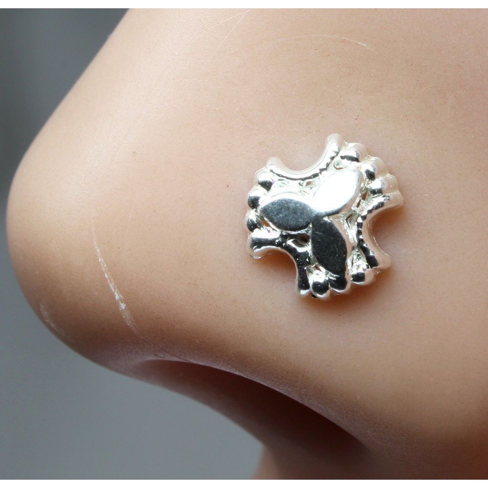Sterling Silver nose stud, Body Piercing Jewelry Indian Nose ring nase Push Pin
