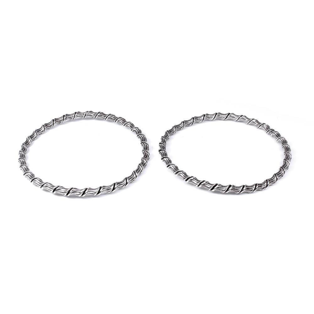Real Silver Women Bangle Bracelet Pair - 5.8 CM