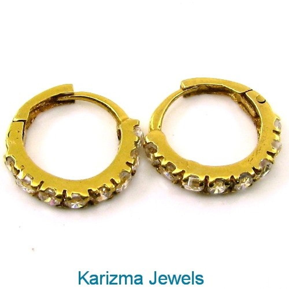 Ethnic Style Hinged Hoop EAR / Nose RINGS 14k Solid Real Yellow Gold - Pair