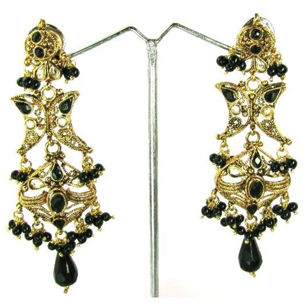 Bollywood-Fashion-Orange-Polki-Beads-Pendent-Necklace-Earrings-Jewelry-Set