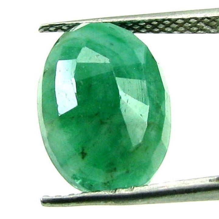 Certified 7.08Ct Natural Green Emerald (Panna) Oval Cut Rashi Loose Gemstone