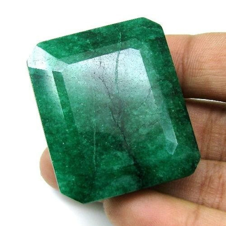 198.2Ct Natural Brazilian Green Emerald Rectangle Shape Faceted Gemstone
