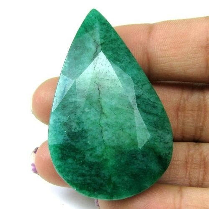 124.2Ct-Natural-Brazilian-Green-Emerald-Pear-Shape-Faceted-Gemstone