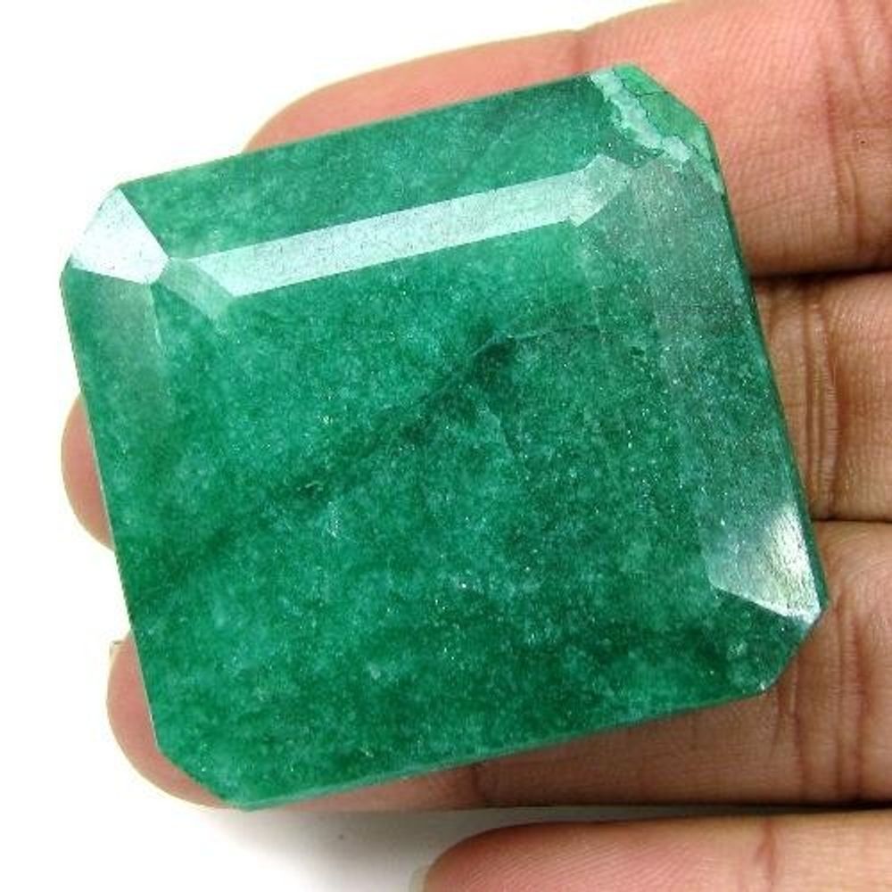 188.3Ct Natural Brazilian Green Emerald Square Shape Faceted Gemstone