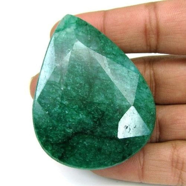 294.6Ct Natural Brazilian Green Emerald Pear Shape Faceted Gemstone