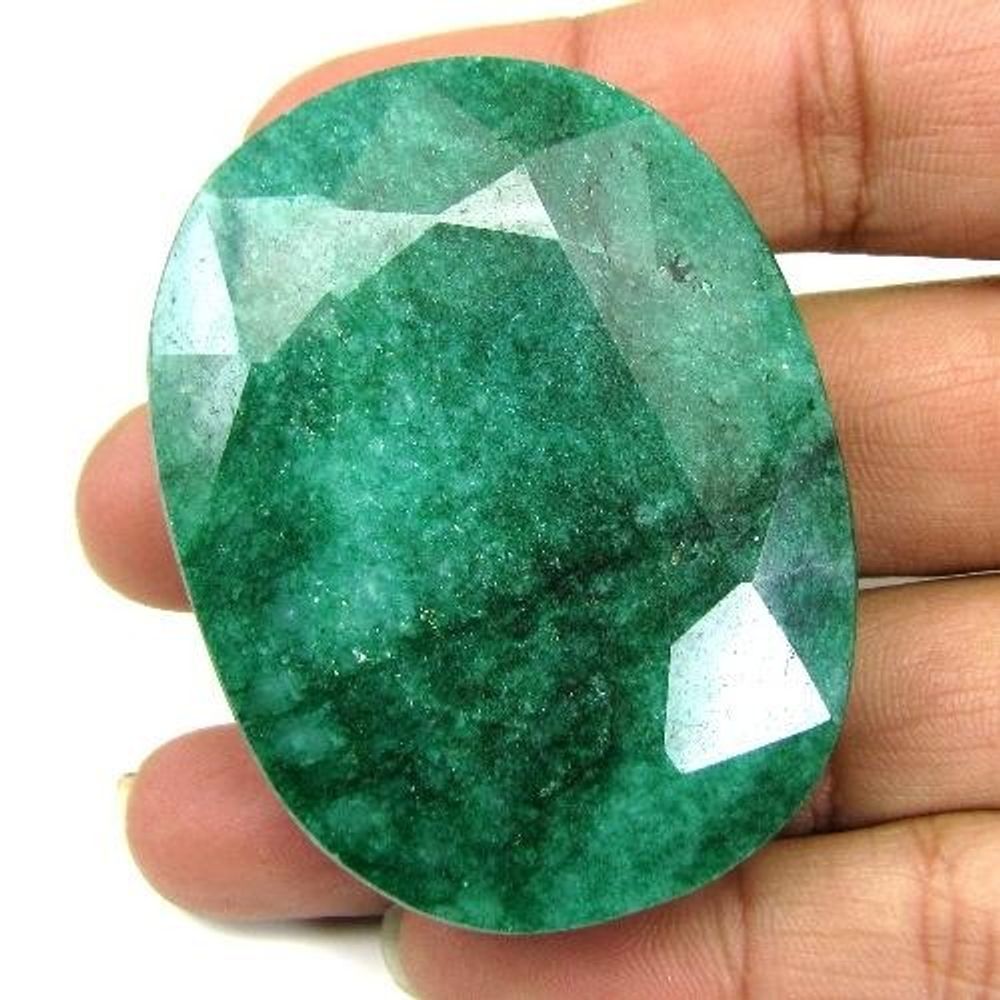 294.7Ct Natural Brazilian Green Emerald Oval Shape Faceted Gemstone