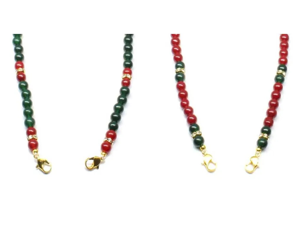 2pc Beads Single Strand necklace pendant Tassel Lot 20" Ruby emerald imitation