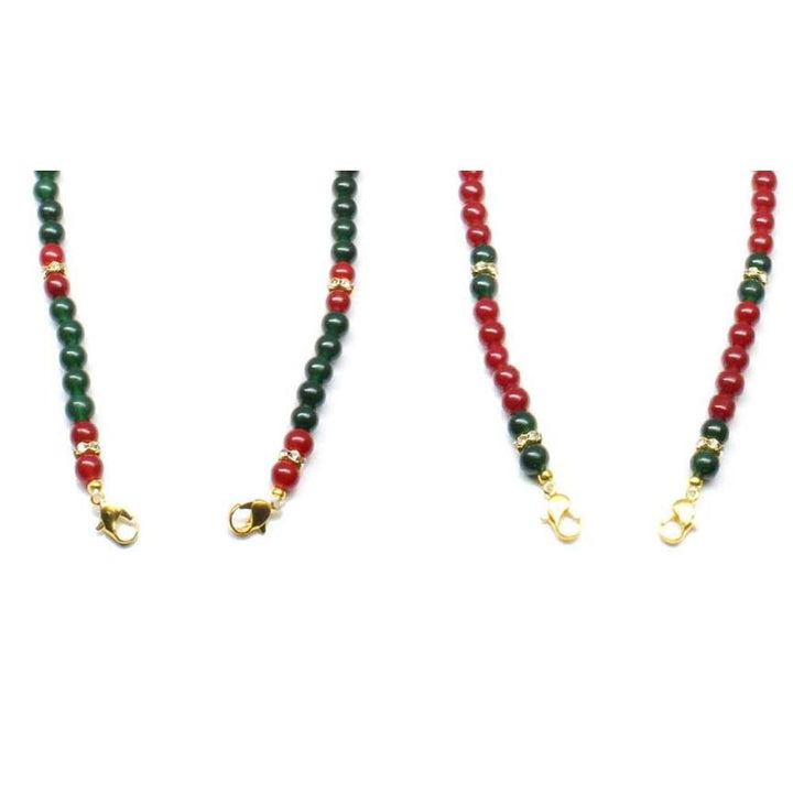 2pc Beads Single Strand necklace pendant Tassel Lot 20&quot; Ruby emerald imitation