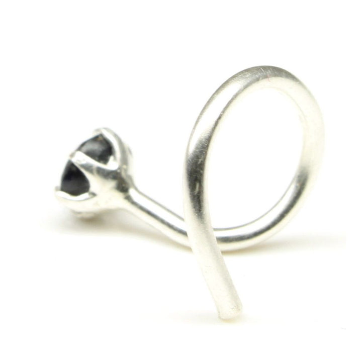 Natural Tourmaline Gemstone Silver Cork Screw Piercing Nose Ring Stud L Bend