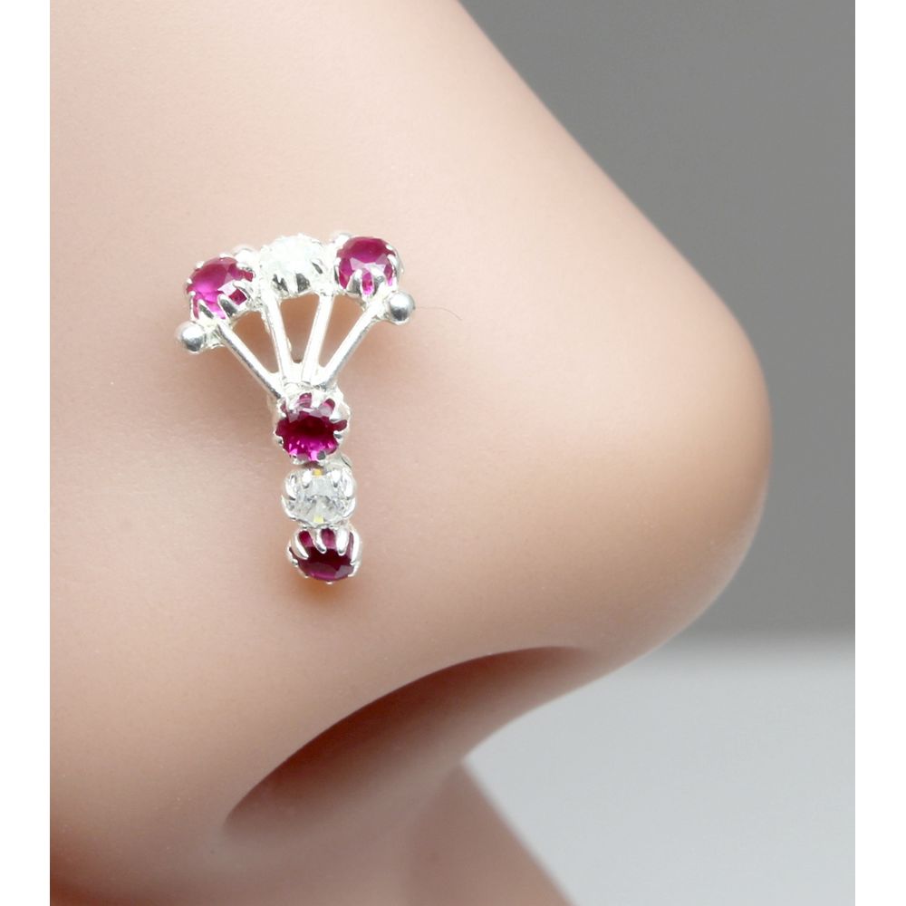 ethnic-indian-925-sterling-silver-pink-white-cz-studded-corkscrew-nose-ring-22g-8763