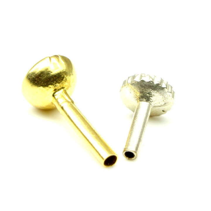 Single stone CZ Piercing Nose Stud Nose Pin Solid 14k Yellow Gold from India